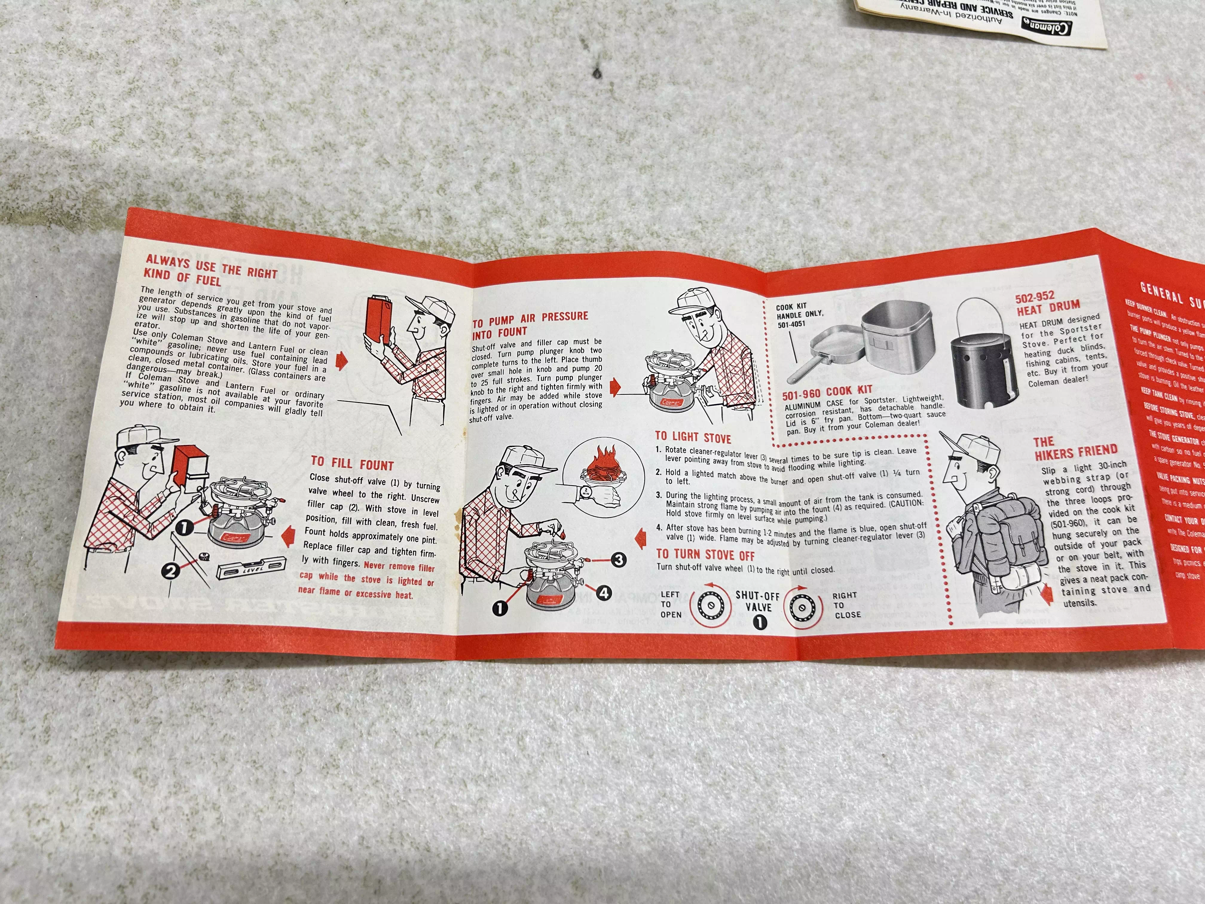 Coleman 502-700 Sportster Stove　1976年9月製 説明書②